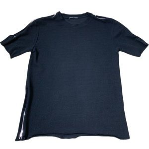 ZARA Basic Zipper Side Detail Top/Blouse With Round Neck Fit Black Size Medium